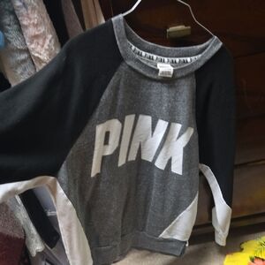 PINK Victoria's Secret Black and Gray Crew Neck Sweater